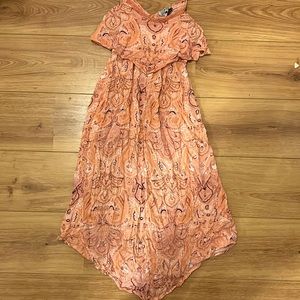 Cotton On adjustable spaghetti strap shark bite dress with embroidered neckline